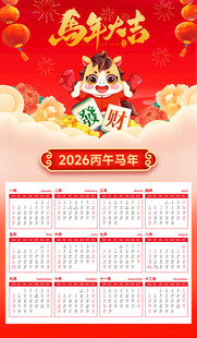 马年日历喜庆展示