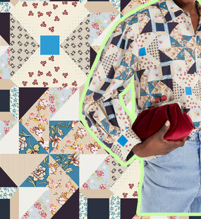 复古拼布风上衣搭配牛仔裤