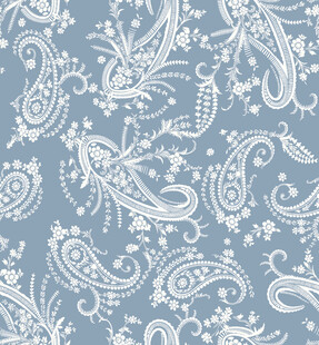 蓝底白色佩斯利花纹图案