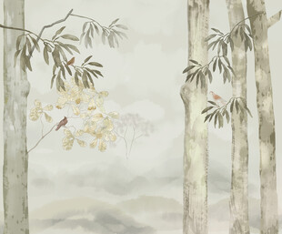 中式写意水墨竹林间背景