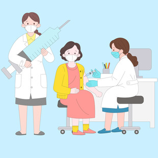 医生白大褂病人打针病毒防疫插画