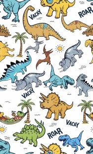 可爱多彩恐龙图案背景