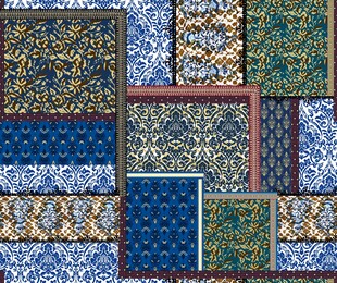 多彩拼贴风传统图案布料