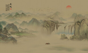 中国风水墨山水意境背景图