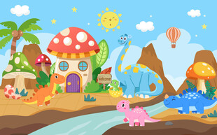 梦幻恐龙乐园卡通场景