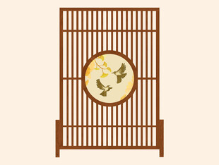 中式花鸟屏风隔断