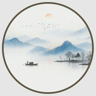 圆形山水画