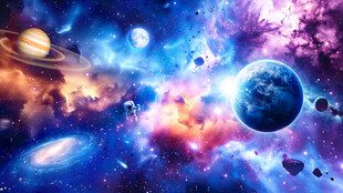 梦幻星空宇宙星球外太空陨石背景