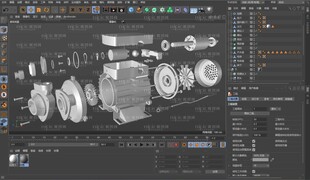 水泵电机拆分配件爆炸图3D建模