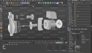 水泵电机拆分配件爆炸图3D建模