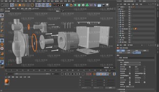 水泵电机拆分配件爆炸图3D建模