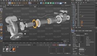 水泵电机拆分配件爆炸图3D建模
