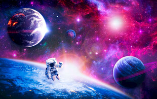 太空宇航员星球宇宙黑洞星空背景