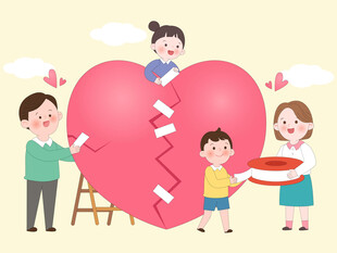 爱心家庭关系修复心理健康插画