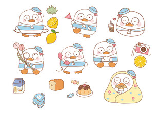 可爱鸭子角色与周边元素