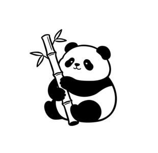 卡通熊猫抱竹子