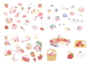 可爱甜点卡通贴纸图案