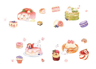 可爱甜点插画集合