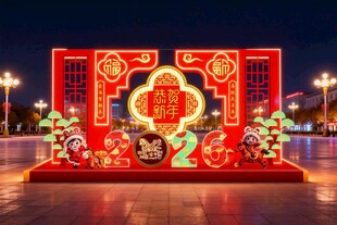喜庆春节彩灯造型展示