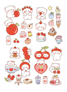 可爱卡通食物贴纸集合