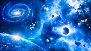 银河星球外太空陨石宇宙卫星背景