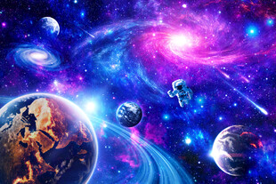 梦幻宇宙漩涡太空宇航员星球背景