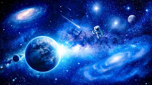 宇宙旋涡太空星球宇航员星空背景