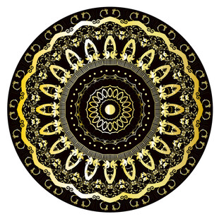 圆形黑金高档轻奢花纹图案