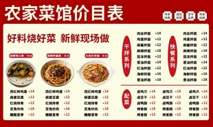 农家菜价目表展示