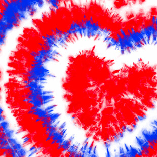 红蓝白扎染爱心图案