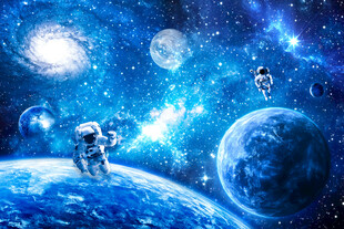 太空漩涡宇航员星球银河星空背景