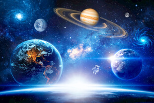 宇宙星球太空光芒宇航员银河背景