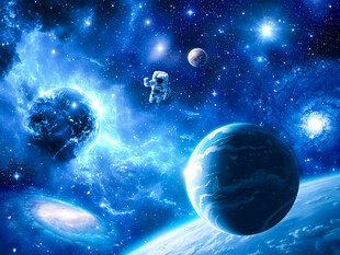 宇宙星球太空宇航员漩涡星空背景