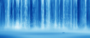 流水生财瀑布山水画