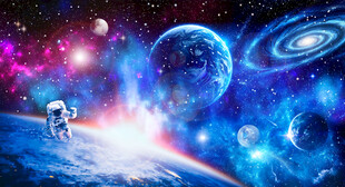 银河太空星球宇航员星空宇宙背景