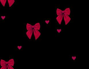黑色背景上的蝴蝶结与爱心
