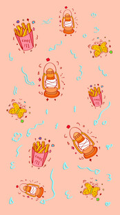 可爱卡通煤油灯与礼物图案