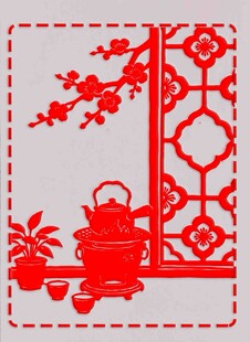 国潮中国茶道窗花设计