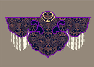 云肩紫色精美刺绣花边图案