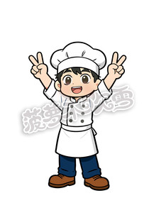 可爱小厨师比耶卖萌