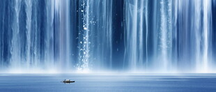 流水生财瀑布背景墙