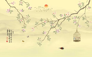 鸟鸣涧背景墙