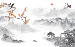 中式山水背景墙