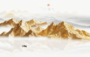 金箔山水画背景墙