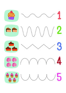 儿童数字连线蛋糕图案练习