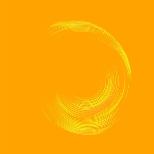 橙色背景上的黄色动感圆环