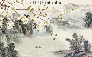 新中式流水生财背景