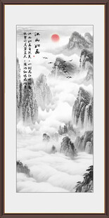 意境水墨山水背景墙