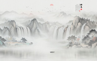 新中式水墨山水画