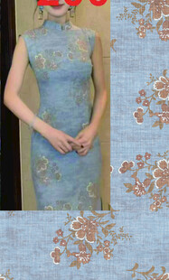 复古花纹旗袍展示